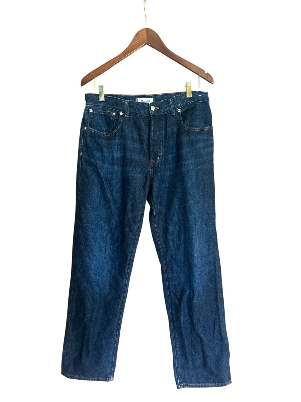 Madewell Women’s Dean Easy Button Fly Straight Leg Dark Denim Jeans